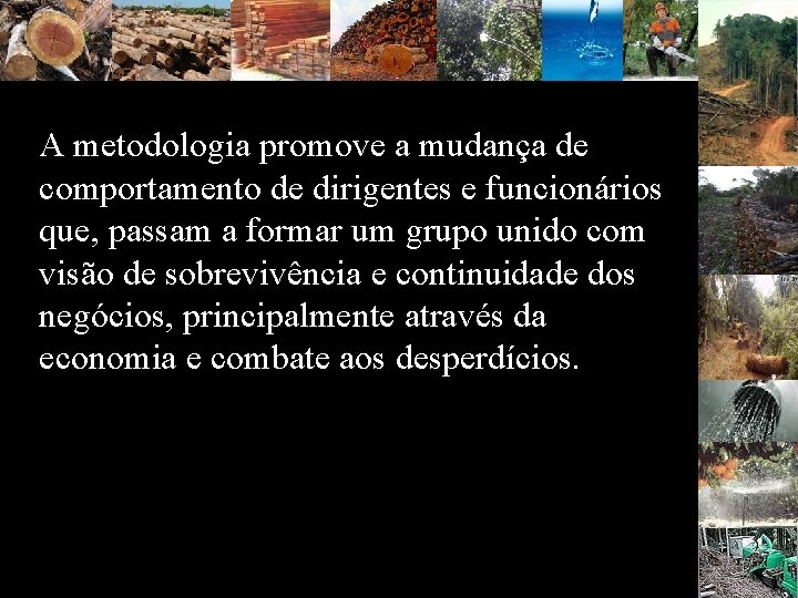 A metodologia promove a mudança de comportamento de dirigentes e funcionários que, passam a