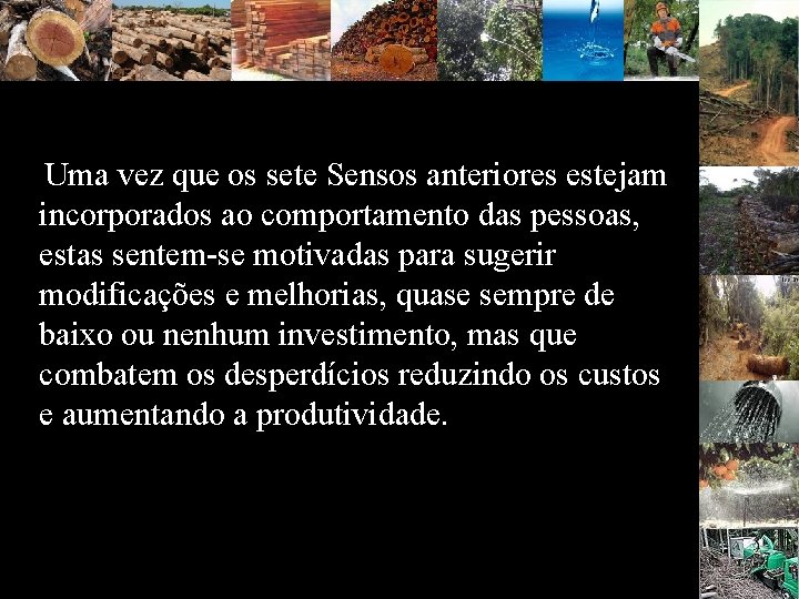 Uma vez que os sete Sensos anteriores estejam incorporados ao comportamento das pessoas, estas