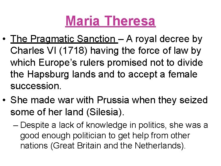 Maria Theresa • The Pragmatic Sanction – A royal decree by Charles VI (1718)