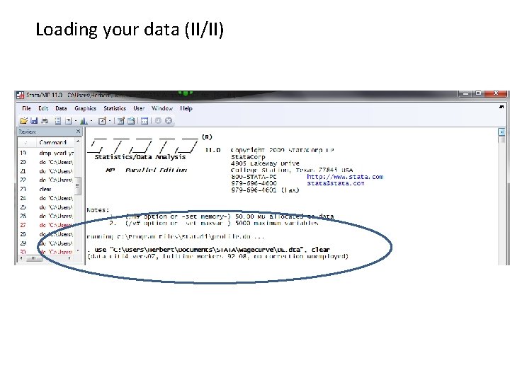 Loading your data (II/II) 