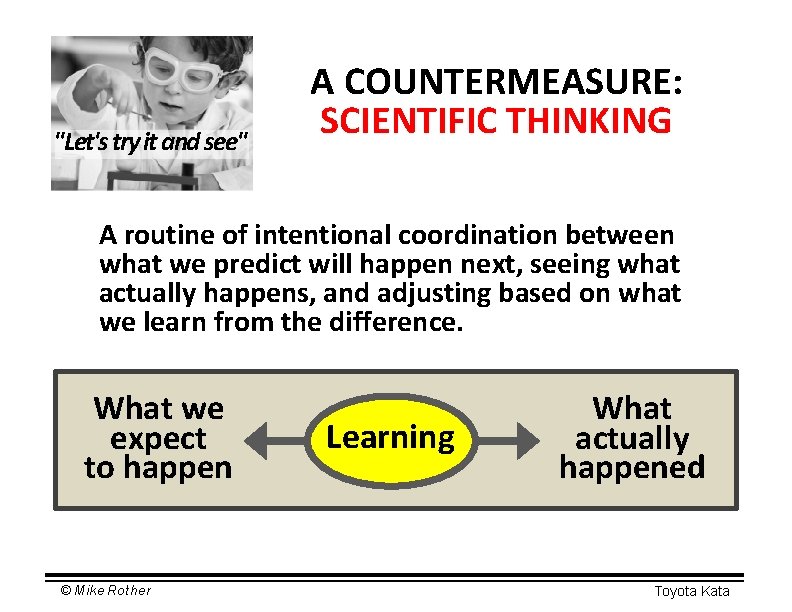 "Let's try it and see" A COUNTERMEASURE: SCIENTIFIC THINKING A routine of intentional coordination