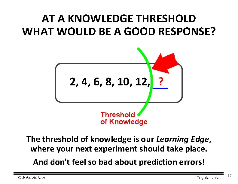 AT A KNOWLEDGE THRESHOLD WHAT WOULD BE A GOOD RESPONSE? 2, 4, 6, 8,