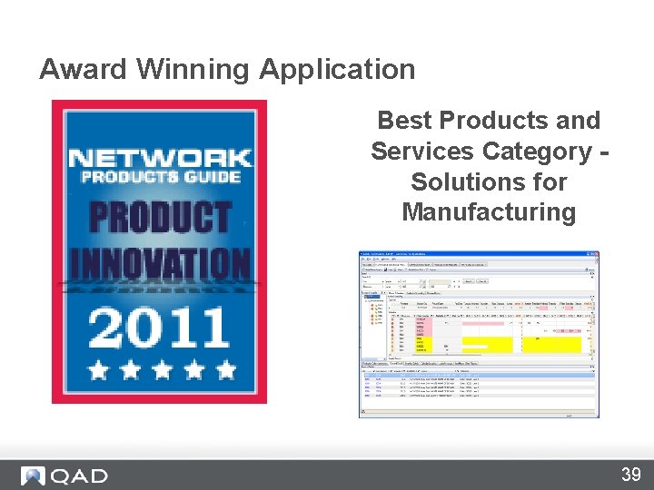 Award Winning Application Best Products and Services Category Solutions for Manufacturing 39 