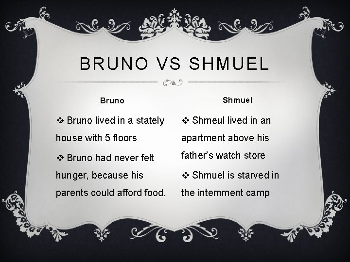 BRUNO VS SHMUEL Bruno Shmuel v Bruno lived in a stately v Shmeul lived