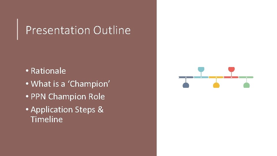 Presentation Outline • Rationale • What is a ‘Champion’ • PPN Champion Role •