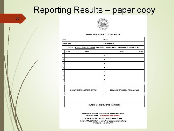 Reporting Results – paper copy 20 