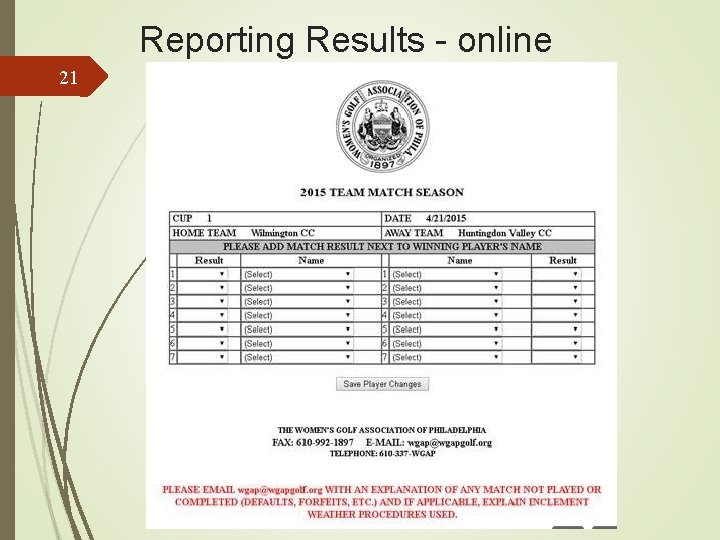 Reporting Results - online 21 