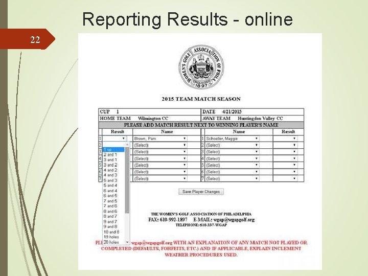 Reporting Results - online 22 