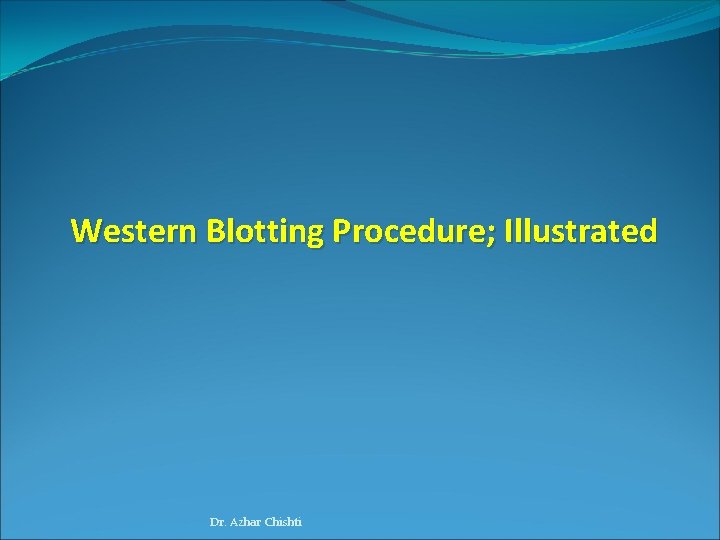 Western Blotting Procedure; Illustrated Dr. Azhar Chishti 
