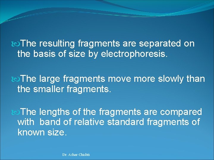  The resulting fragments are separated on the basis of size by electrophoresis. The