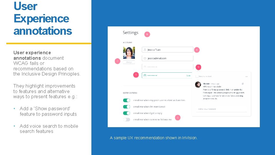 User Experience annotations User experience annotations document WCAG fails or recommendations based on the User Experience annotations User experience annotations document WCAG fails or recommendations based on the