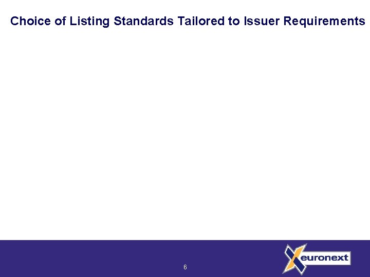 Choice of Listing Standards Tailored to Issuer Requirements 6 