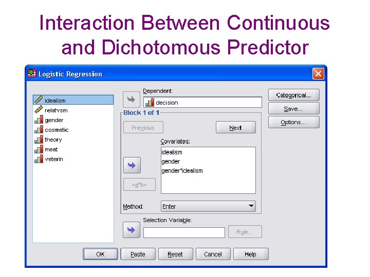 Interaction Between Continuous and Dichotomous Predictor 