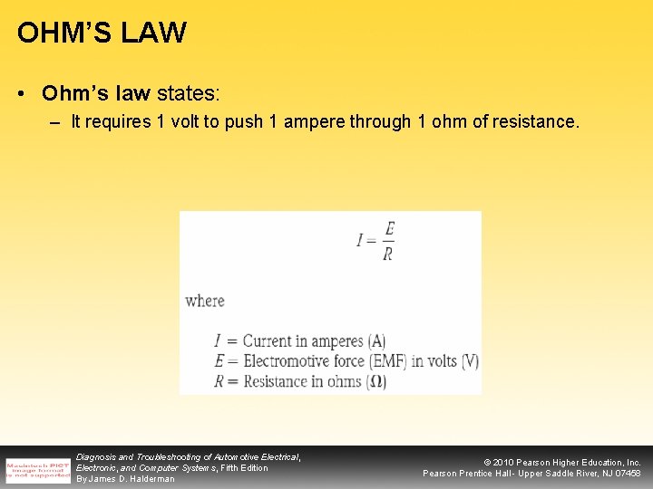 OHM’S LAW • Ohm’s law states: – It requires 1 volt to push 1