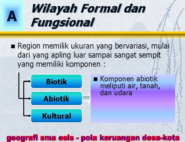 A n Wilayah Formal dan Fungsional Region memilik ukuran yang bervariasi, mulai dari yang