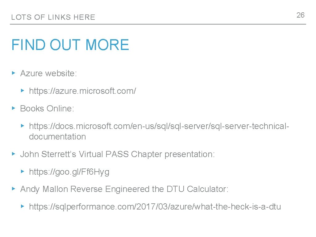 LOTS OF LINKS HERE FIND OUT MORE ▸ Azure website: ▸ https: //azure. microsoft.