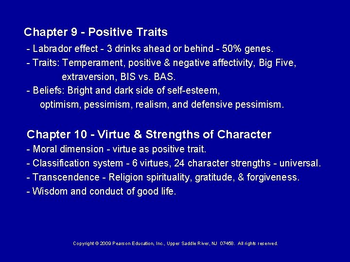Chapter 9 - Positive Traits - Labrador effect - 3 drinks ahead or behind
