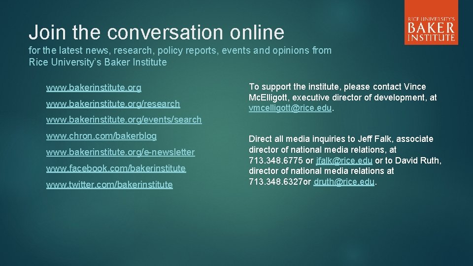 Join the conversation online for the latest news, research, policy reports, events and opinions