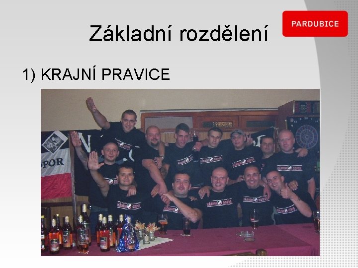 Základní rozdělení 1) KRAJNÍ PRAVICE 