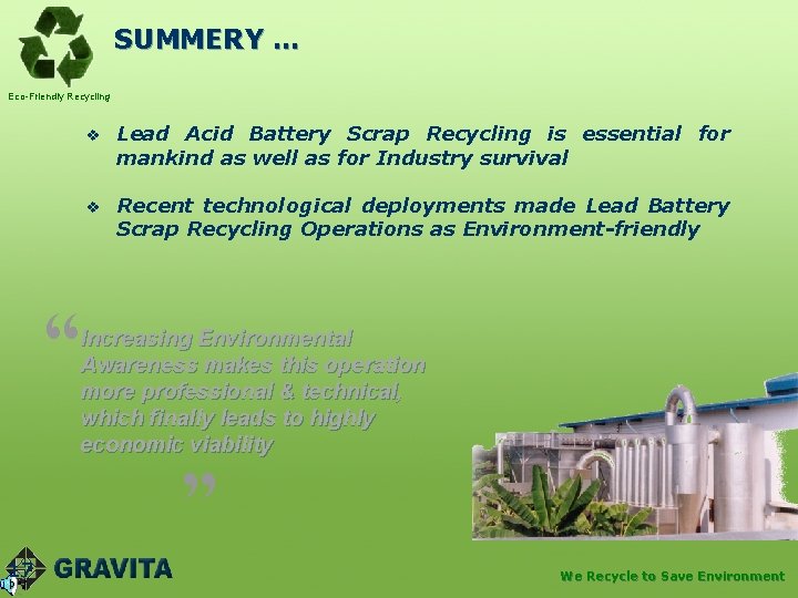 1 LEAD ACID BATTERY RECYCLING EcoFriendly Recycling Certificate