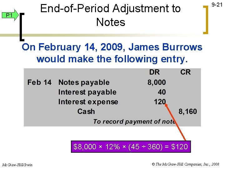 End-of-Period Adjustment to Notes P 1 9 -21 On February 14, 2009, James Burrows