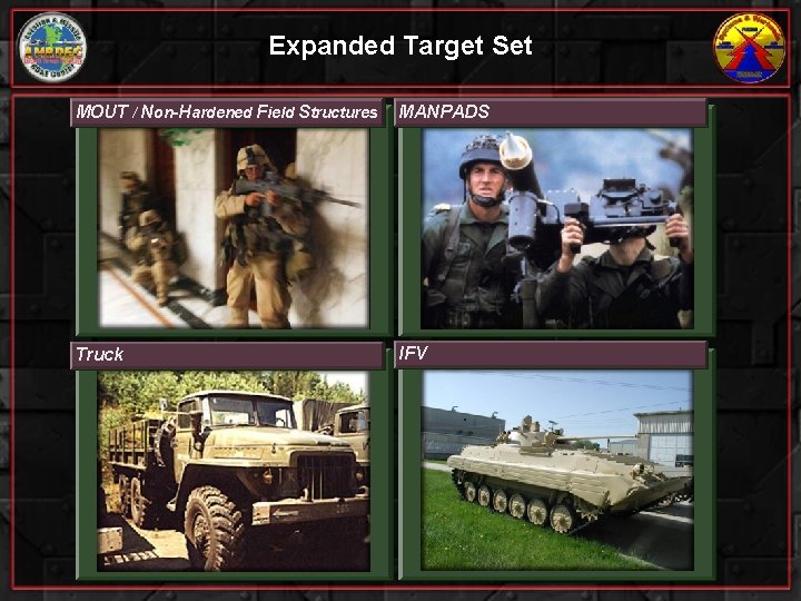 Expanded Target Set MOUT / Non-Hardened Field Structures MANPADS Truck IFV 