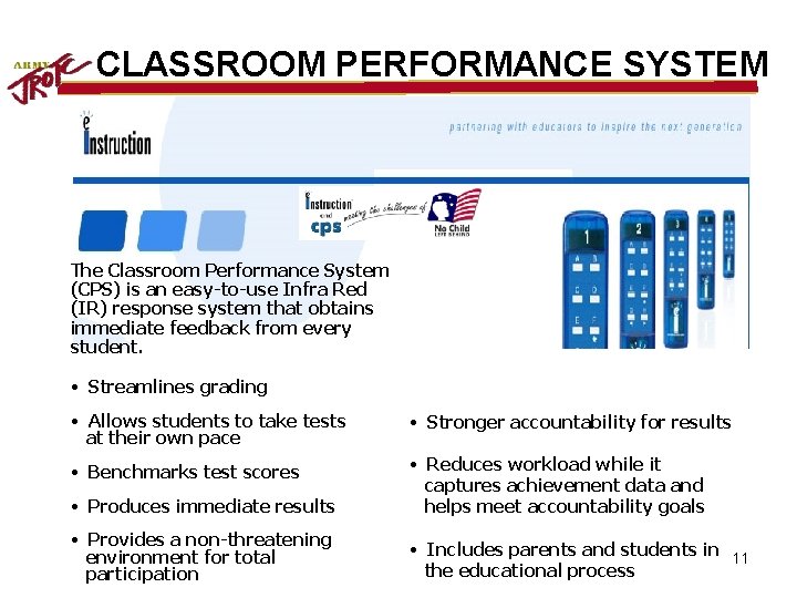 CLASSROOM PERFORMANCE SYSTEM “Motivating young people to be better citizens” The Classroom Performance System