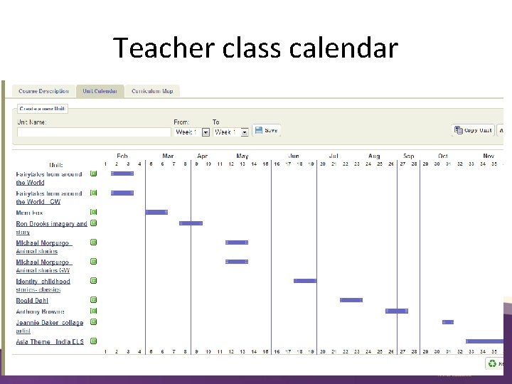 Teacher class calendar 
