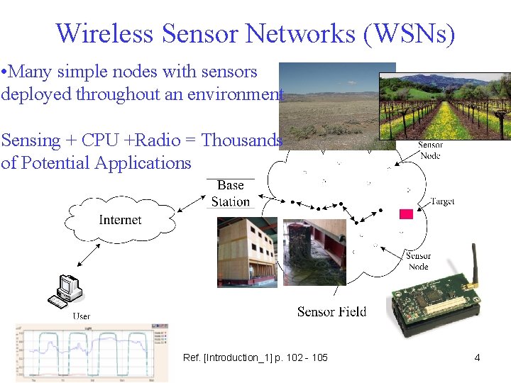 Wireless Sensor Networks (WSNs) • Many simple nodes with sensors deployed throughout an environment