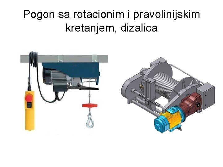 Pogon sa rotacionim i pravolinijskim kretanjem, dizalica 
