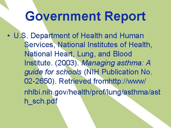 Government Report • U. S. Department of Health and Human Services, National Institutes of