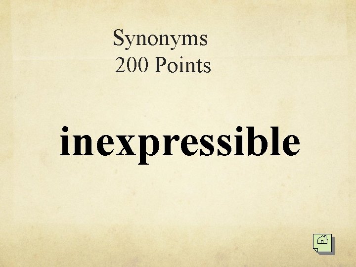 Synonyms 200 Points inexpressible 