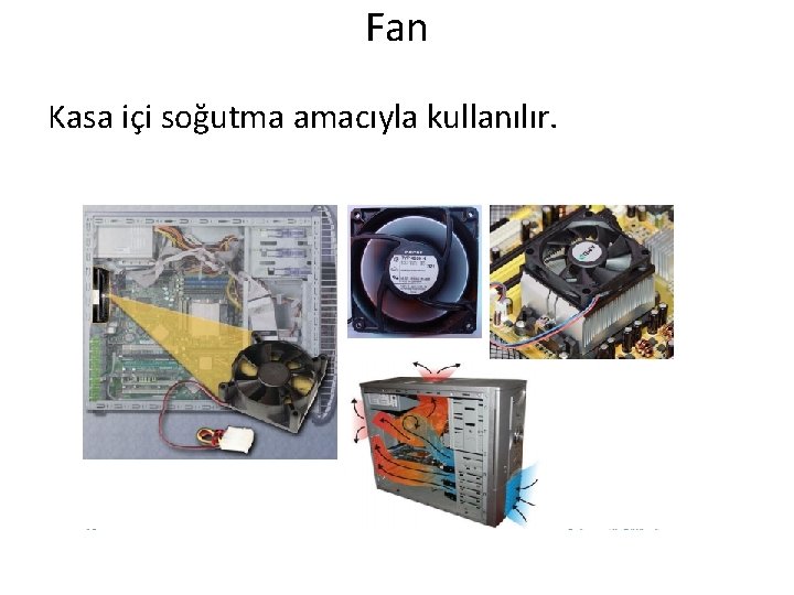 Fan Kasa içi soğutma amacıyla kullanılır. 