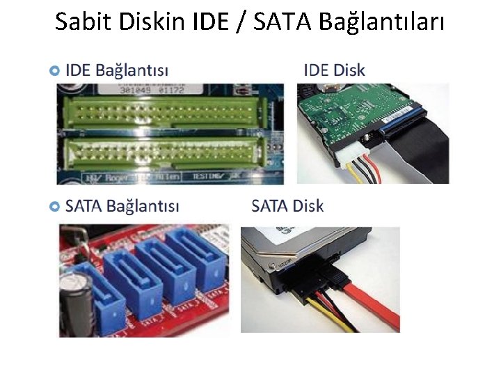 Sabit Diskin IDE / SATA Bağlantıları 