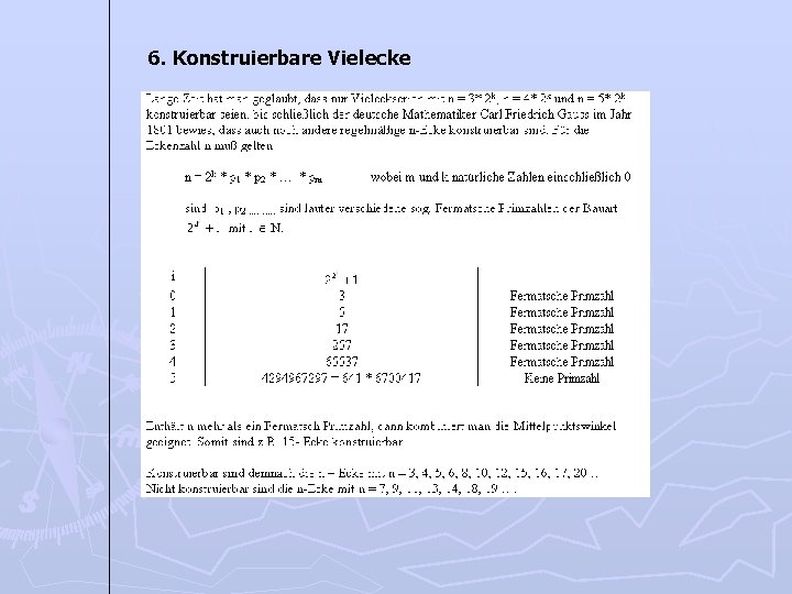 6. Konstruierbare Vielecke 