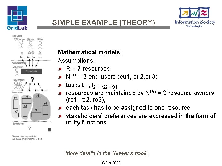 SIMPLE EXAMPLE (THEORY) Mathematical models: Assumptions: R = 7 resources NEU = 3 end-users