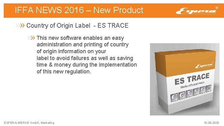 IFFA NEWS 2016 – New Product Country of Origin Label - ES TRACE This