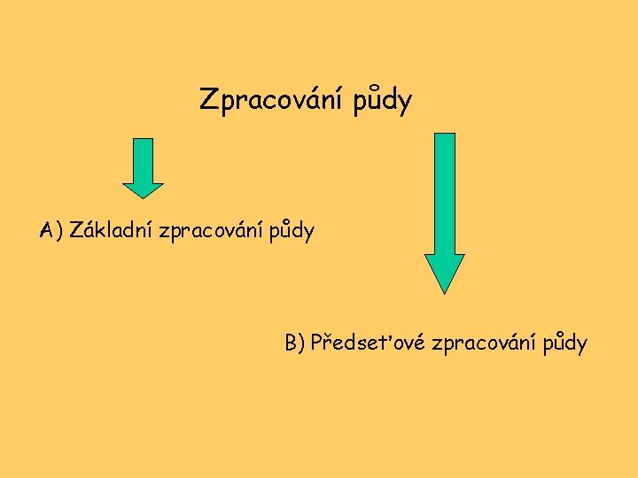 Zpracování půdy A) Základní zpracování půdy B) Předseťové zpracování půdy 