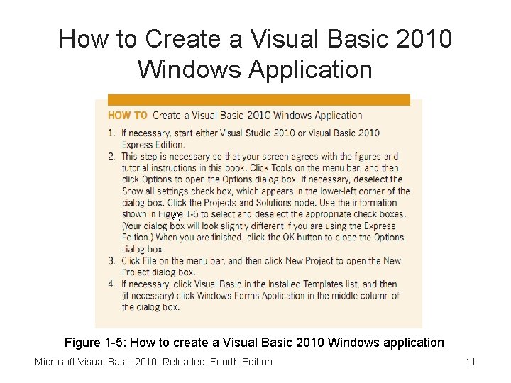 How to Create a Visual Basic 2010 Windows Application Figure 1 -5: How to