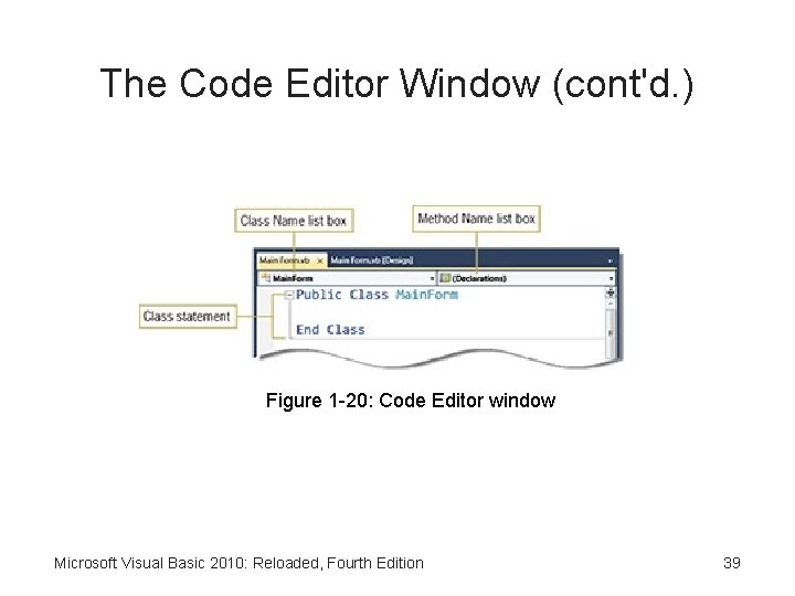 The Code Editor Window (cont'd. ) Figure 1 -20: Code Editor window Microsoft Visual