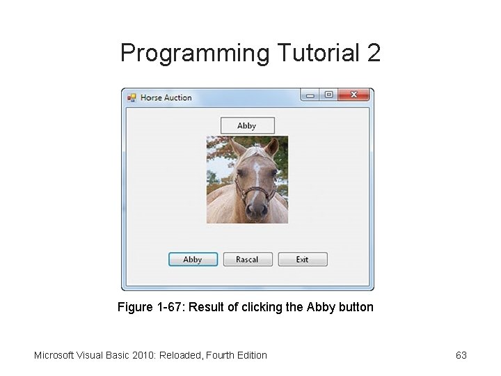 Programming Tutorial 2 Figure 1 -67: Result of clicking the Abby button Microsoft Visual