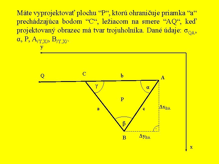 Máte vyprojektovať plochu “P“, ktorú ohraničuje priamka “a“ prechádzajúca bodom “C“, ležiacom na smere