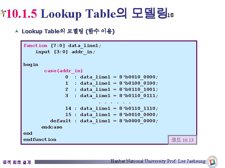 10. 1. 5 Lookup Table의 모델링18 © Lookup Table의 모델링 (함수 이용) function [7: