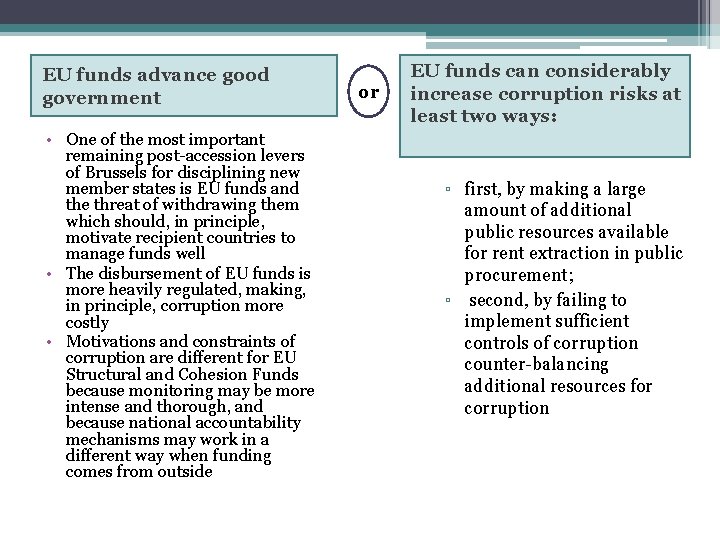 EU funds advance good government • One of the most important remaining post-accession levers