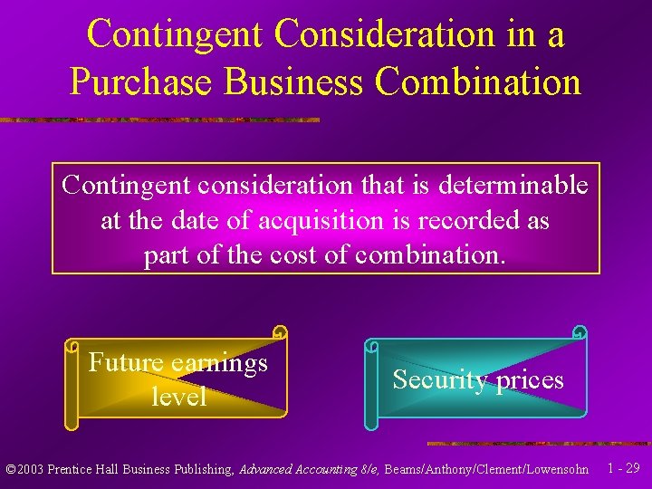 Contingent Consideration in a Purchase Business Combination Contingent consideration that is determinable at the