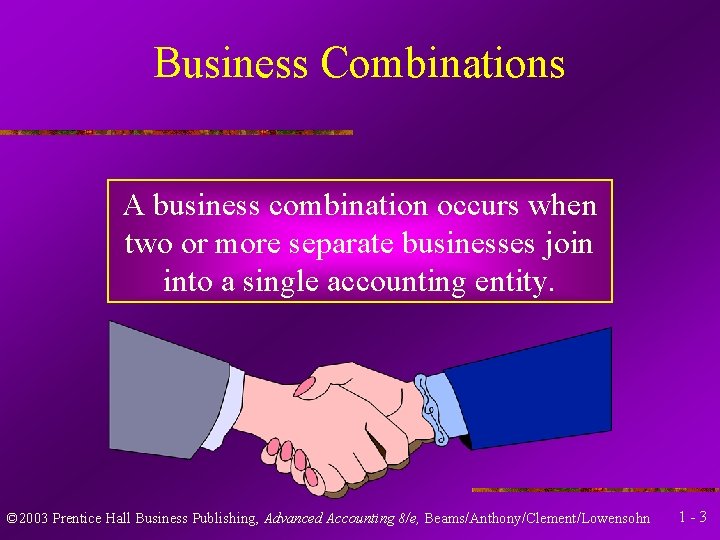 Business Combinations A business combination occurs when two or more separate businesses join into