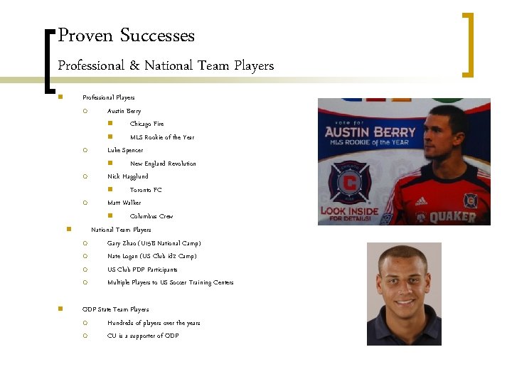 Proven Successes Professional & National Team Players n n n Professional Players ¡ Austin