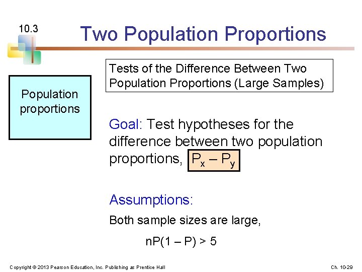 10. 3 Population proportions Two Population Proportions Tests of the Difference Between Two Population