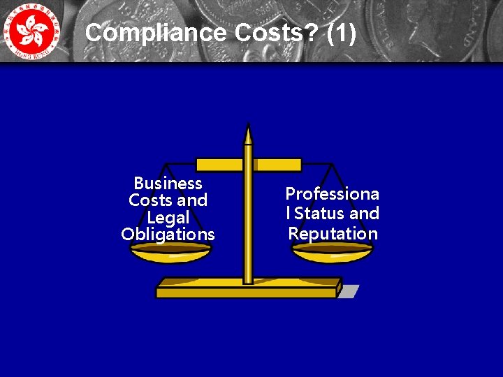 Compliance Costs? (1) Business Costs and Legal Obligations Professiona l Status and Reputation 32
