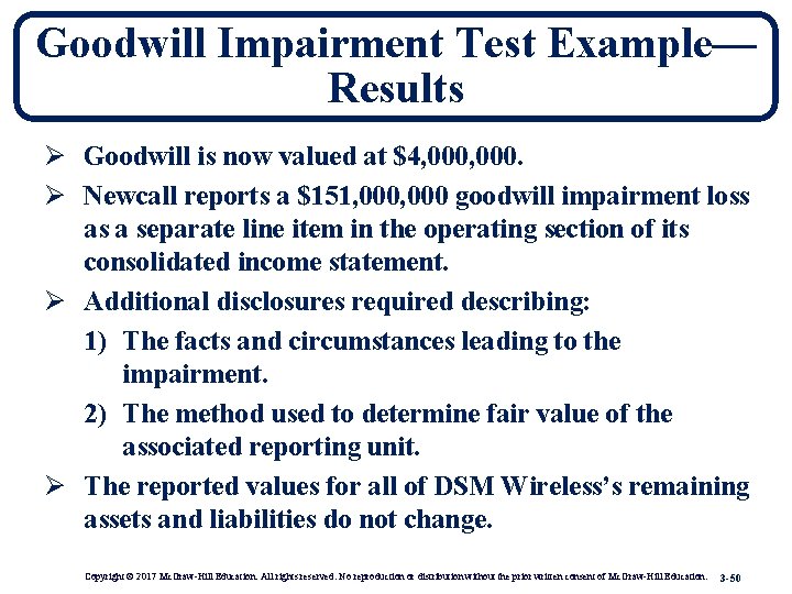 Goodwill Impairment Test Example— Results Ø Goodwill is now valued at $4, 000. Ø